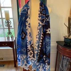 Raj Cotton Large Scarf Shawl Wrap in Gorgeous Blues